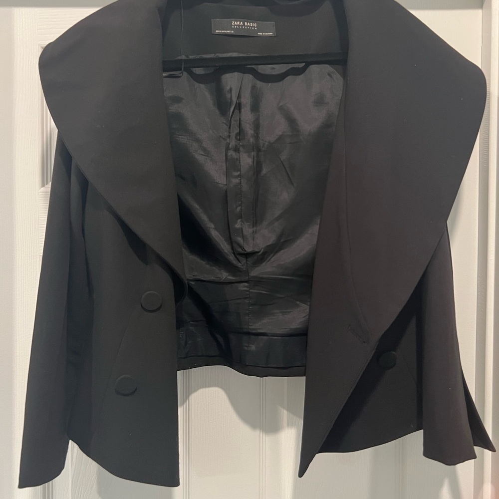 Zara Basic Collection Double Breasted V Neck Blac… - image 5